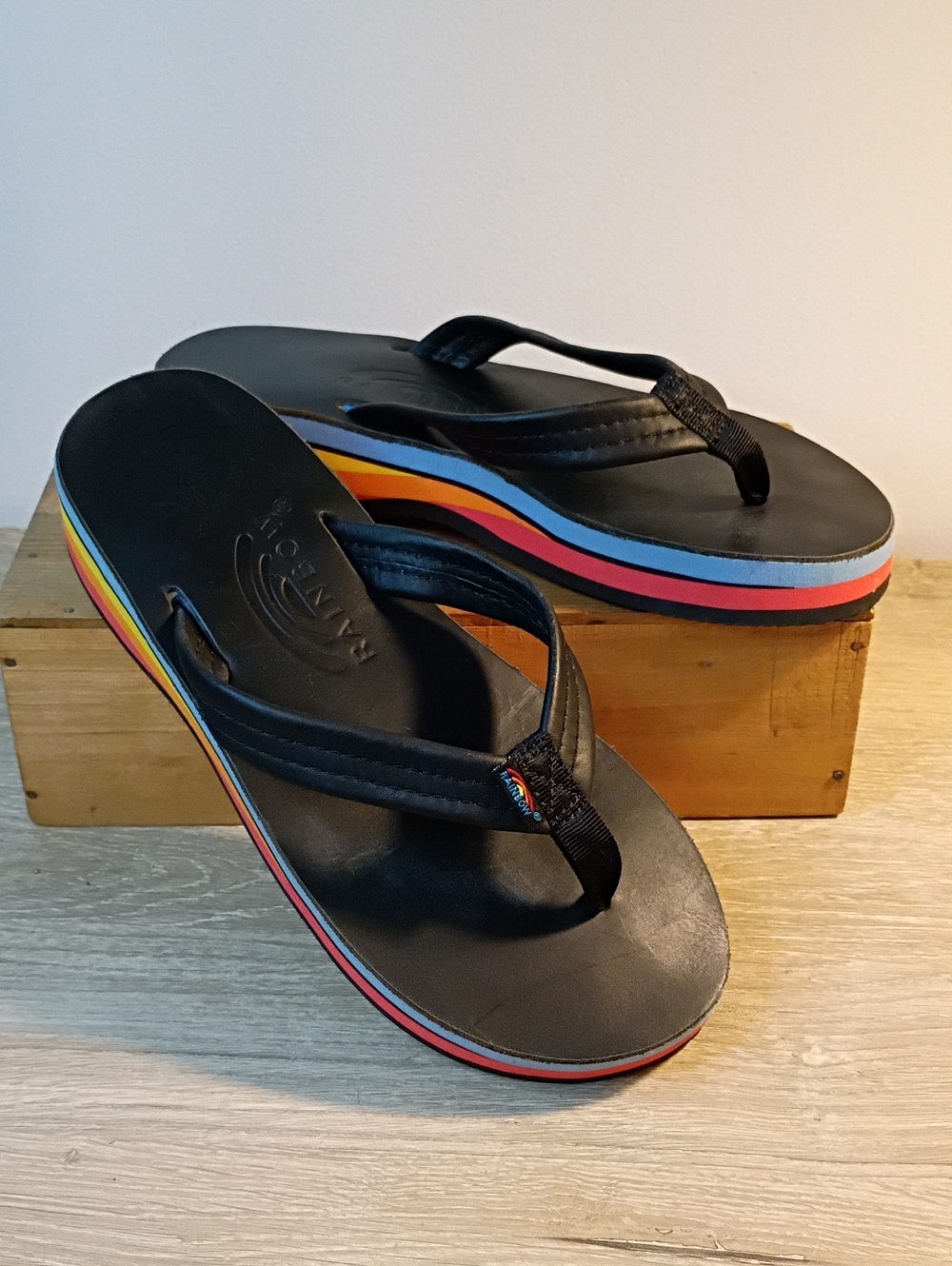 Rainbow Four Layer Wedge Sandals Size Small